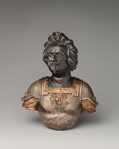 Door Boss: Bust of a Satyress. Italian (Northern). Date: 1575-1585.  Dimensions: 6 3/4 x 5 5/8 x 4 in. Bronze. Origin: Northern Italy. - Album  alb4134510