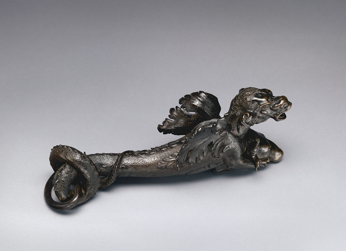 Doorknocker, Bronze, iron (hammer and suspension loop), Italian, Venice