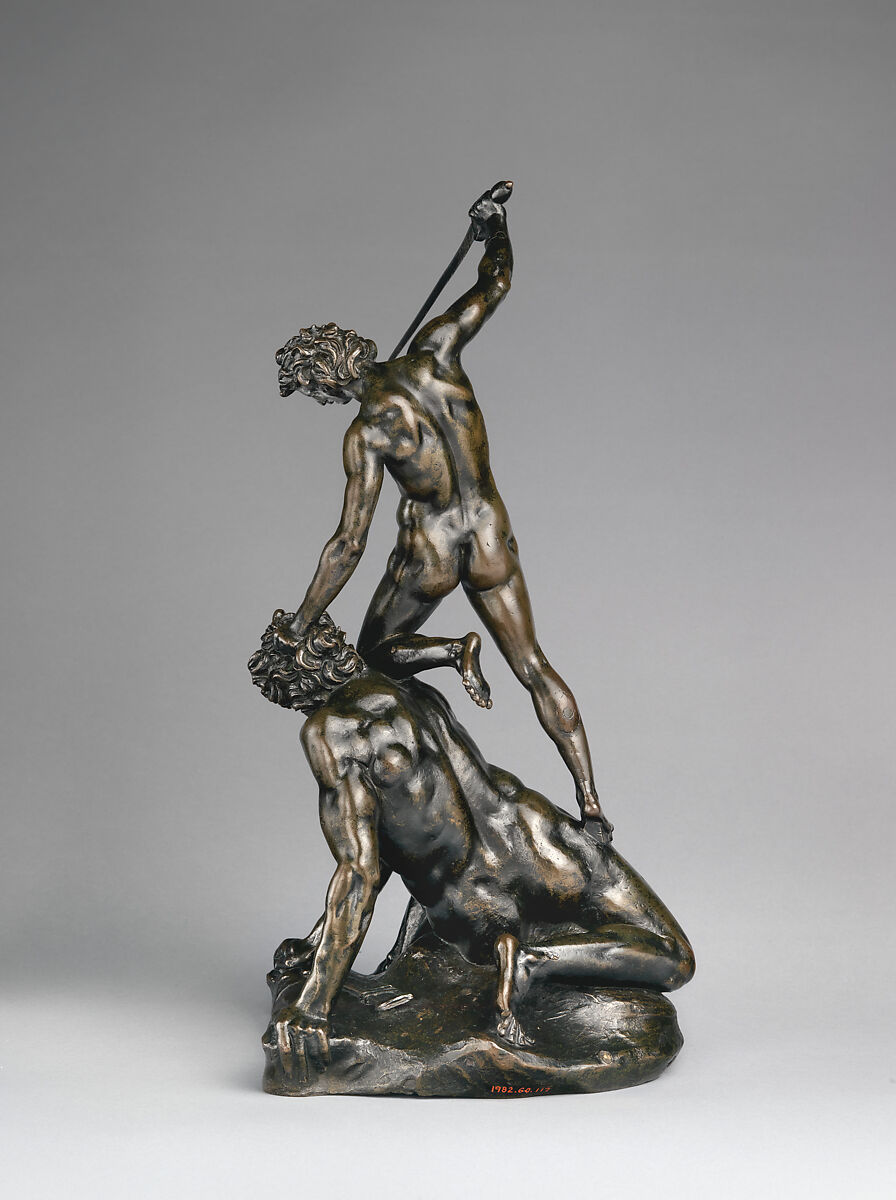David and Goliath, Workshop of Francesco Fanelli (Italian, born Florence 1577, active Genoa (1605–30) and England (1632–39)), Bronze, England, composition modeled in the 1630s