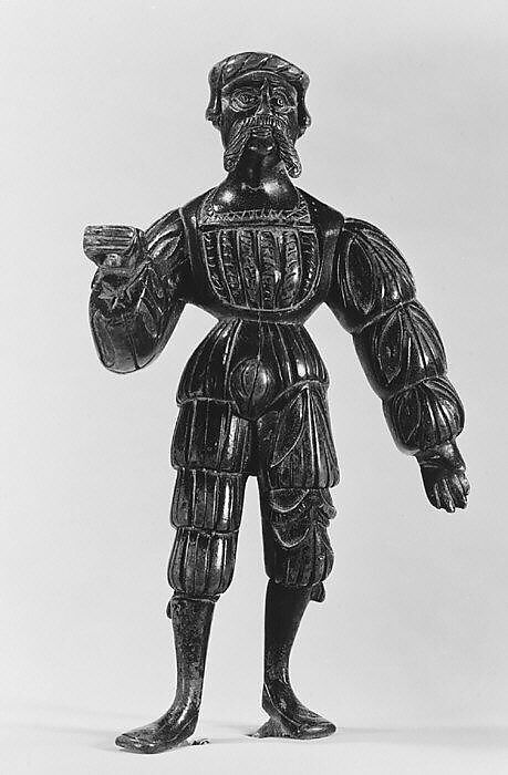 Two Landsknechts, Bronze, with natural brown patina, and remains of black lacquer, German, probably Nuremberg