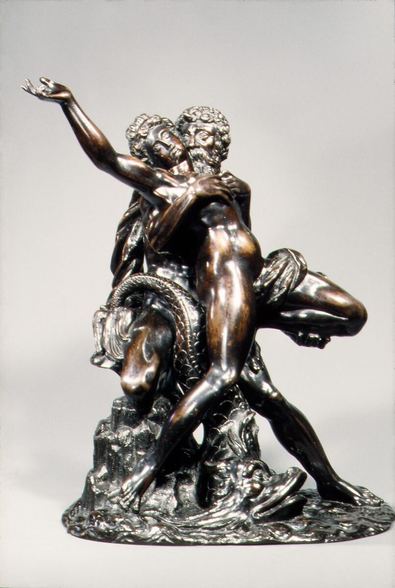 Neptune and Caenis, Based on an engraving by Johann Sadeler I (Netherlandish, Brussels 1550–1600/1601 Venice), Bronze, with dark brown lacquer patina, probably Netherlandish 