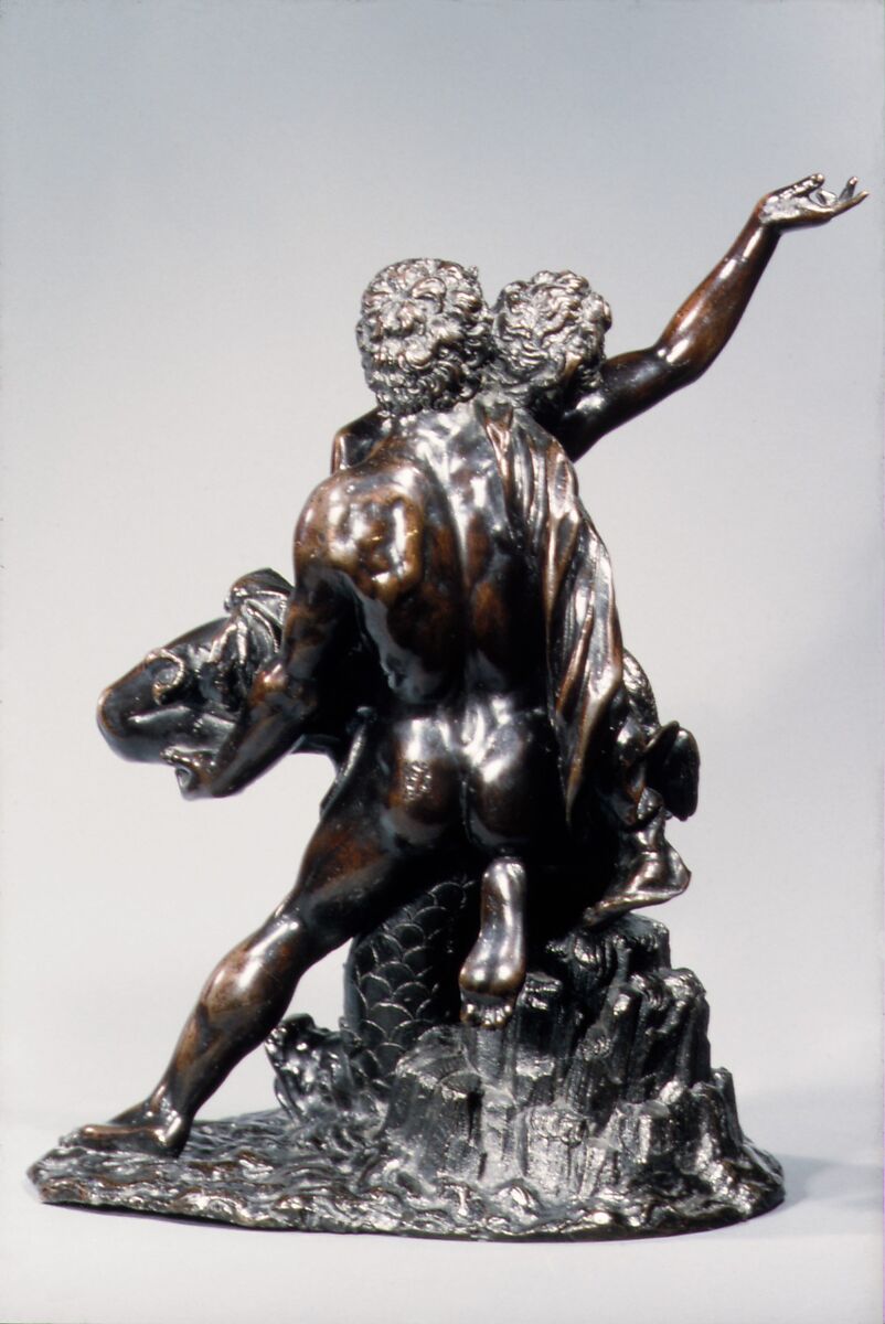 Neptune and Caenis, Based on an engraving by Johann Sadeler I (Netherlandish, Brussels 1550–1600/1601 Venice), Bronze, with dark brown lacquer patina, probably Netherlandish