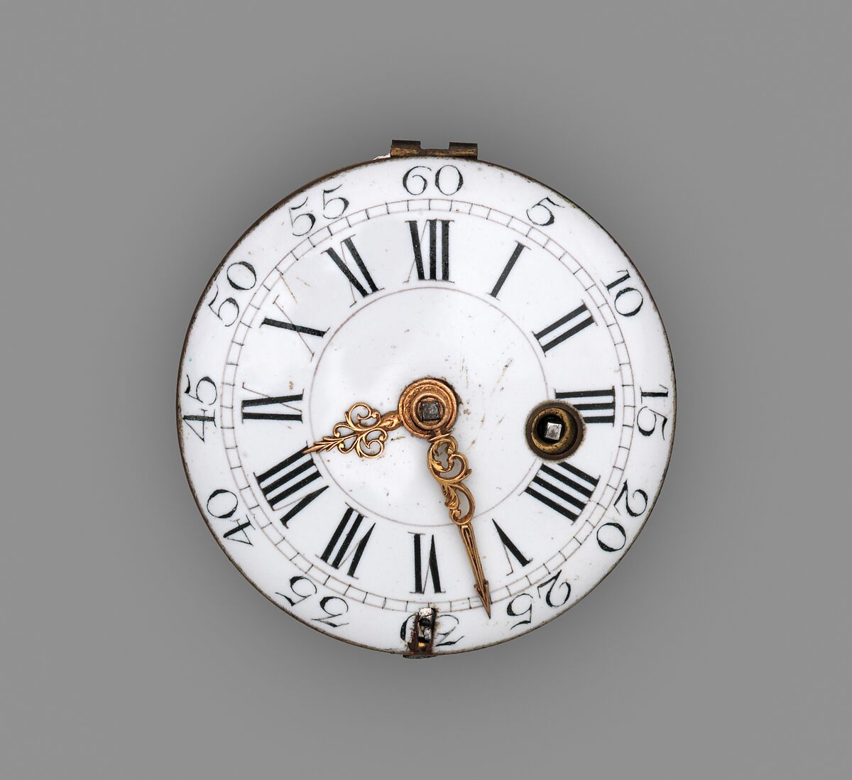 Nécessaire with watch, Casket: gold and mother-of-pearl, lined with dark-red velvet; Watch: brass and partly blued steel, German