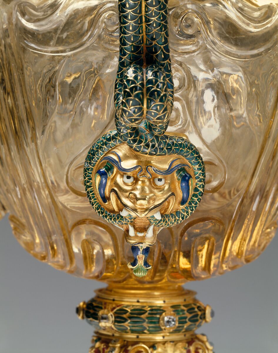 Ewer, Attributed to the workshop of Ferdinand Eusebio Miseroni (Italian, active Prague, working 1656–84), Smoky rock crystal, enamel, gold, diamonds, Bohemian, Prague with French, Paris mounts
