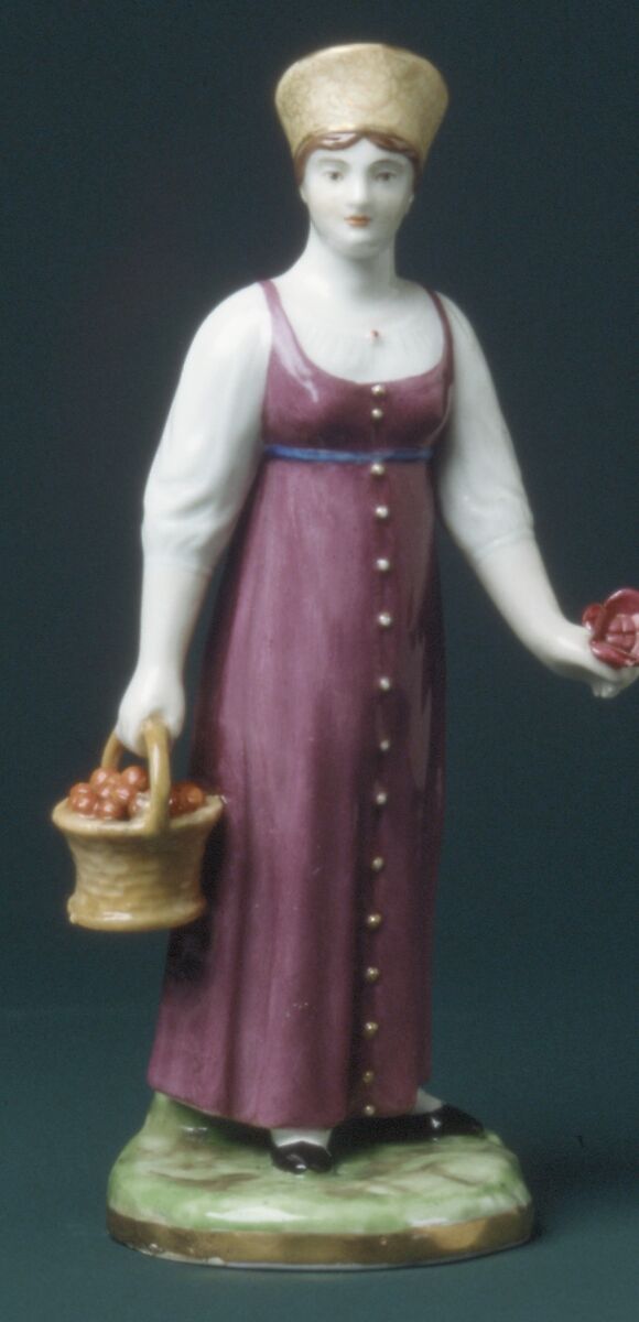 Woman with a Fruit Basket, Gardner Manufactory (Russian), Hard-paste porcelain, Russian, Verbilki 