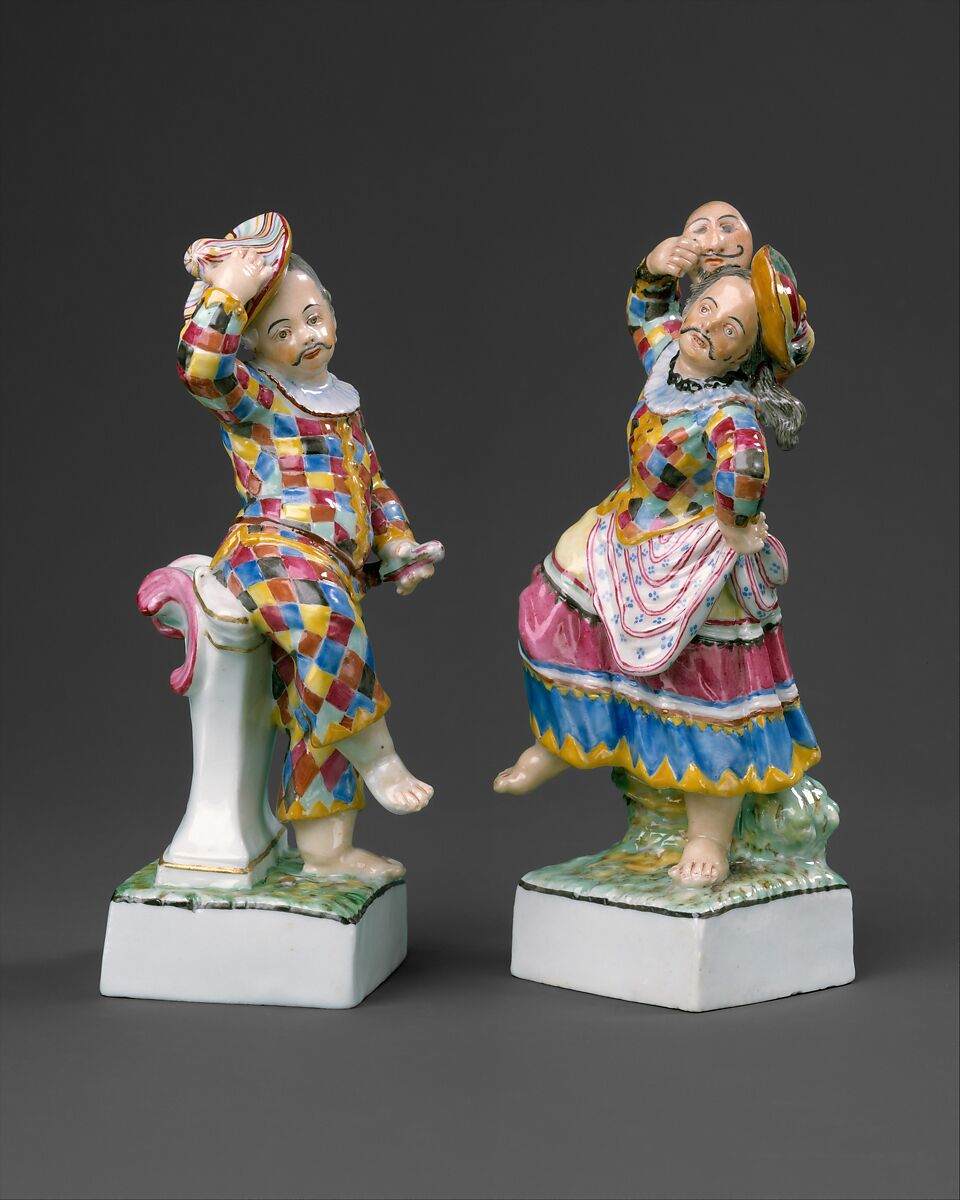 Harlequin Dressed as Columbine, Gardner Manufactory (Russian), Hard-paste porcelain, Russian, Verbilki