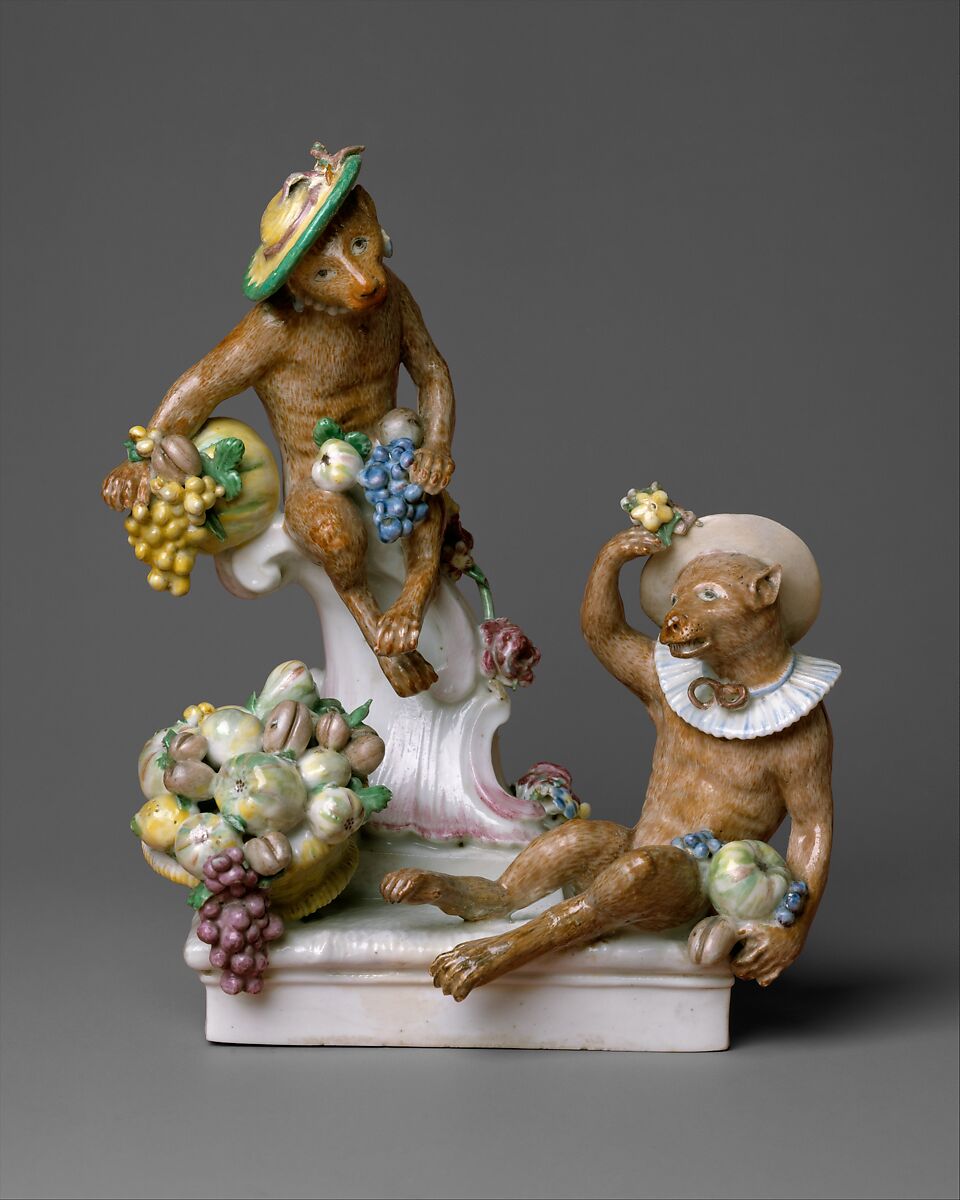 Monkeys, Gardner Manufactory (Russian), Hard-paste porcelain, Russian, Verbilki 