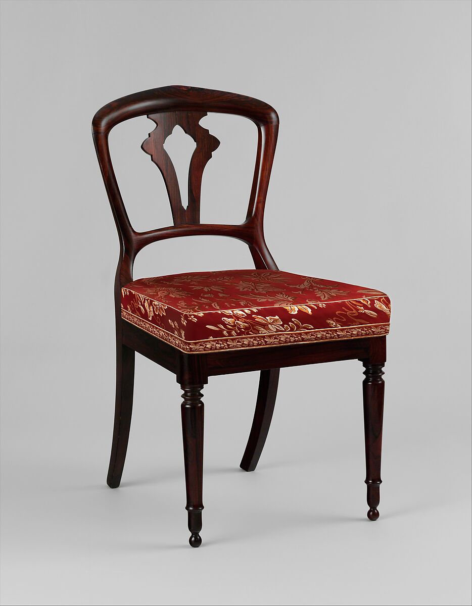 Side chair, D. Phyfe &amp; Son (1840–1847), Rosewood, rosewood veneer; secondary wood:  ash, American