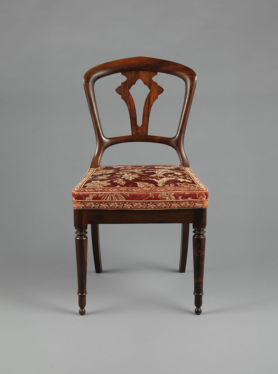 Side chair, D. Phyfe &amp; Son (1840–1847), Rosewood, rosewood veneer; secondary wood:  ash, American 