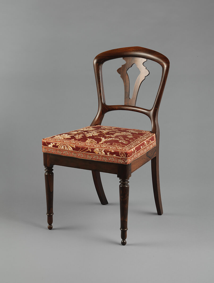 Side chair, D. Phyfe &amp; Son (1840–1847), Rosewood, rosewood veneer; secondary wood:  ash, American