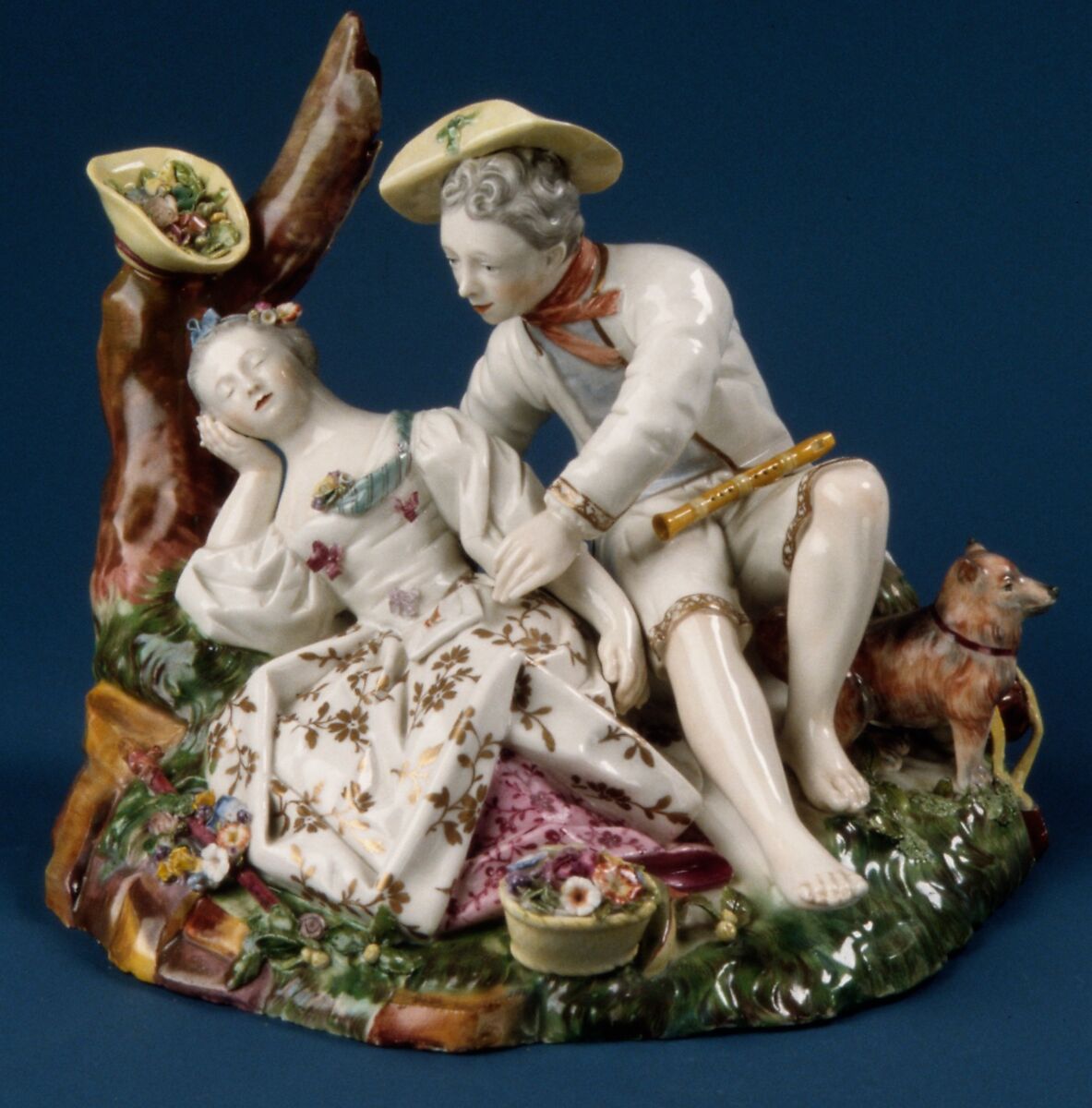 The Sleeping Shepherdess, Fulda Pottery and Porcelain Manufactory (German, 1764–1789), Hard-paste porcelain, German, Fulda 
