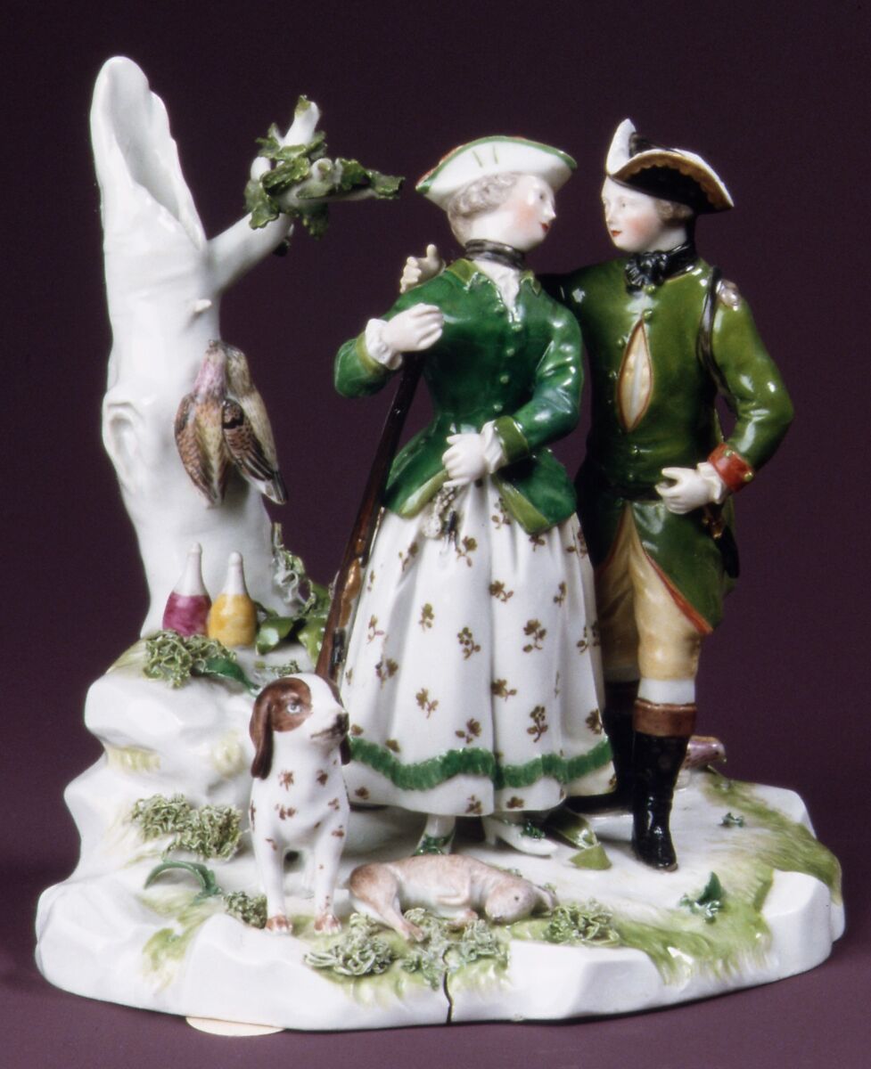 Hunting Couple, Fulda Pottery and Porcelain Manufactory (German, 1764–1789), Hard-paste porcelain, German, Fulda 