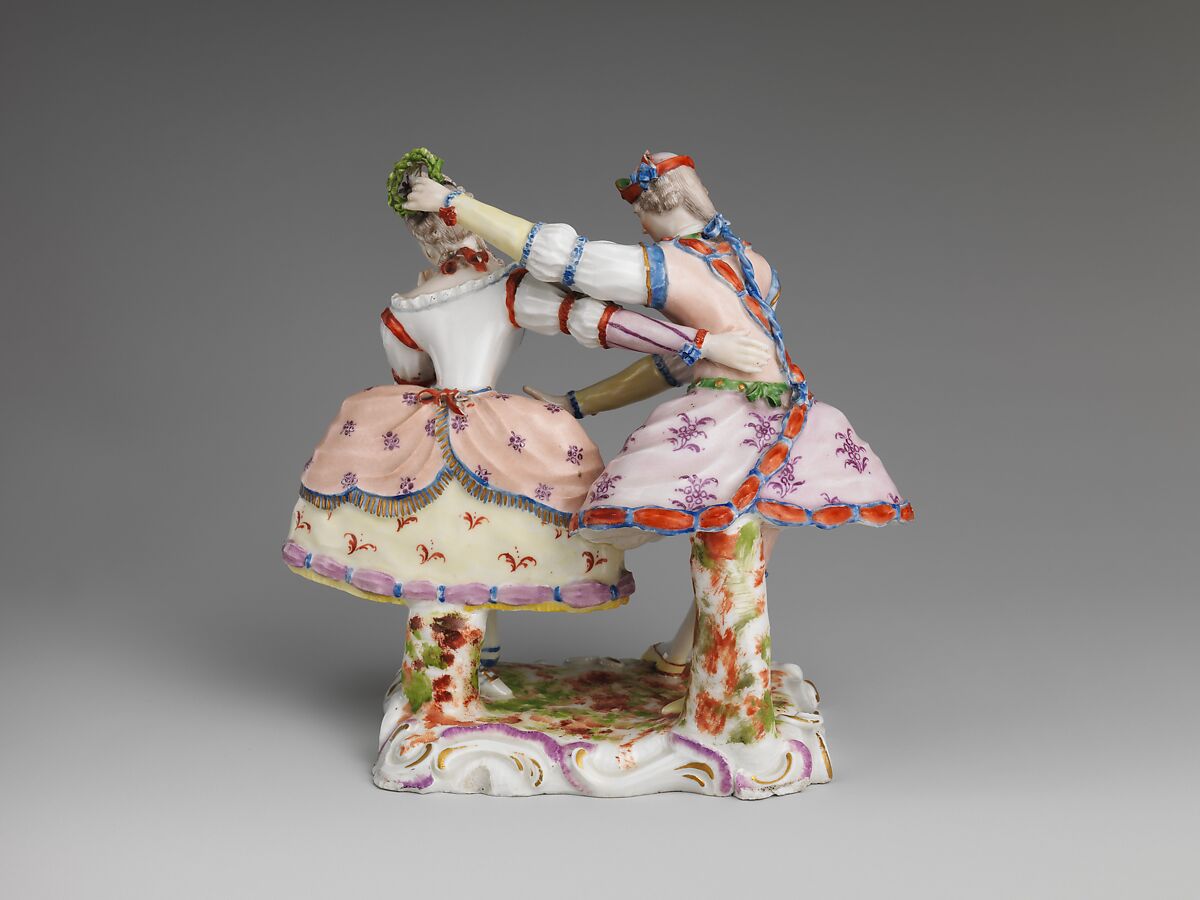 Two dancers, Ludwigsburg Porcelain Manufactory (German, 1758–1824), Hard-paste porcelain decorated in polychrome enamels, gold, German, Ludwigsburg