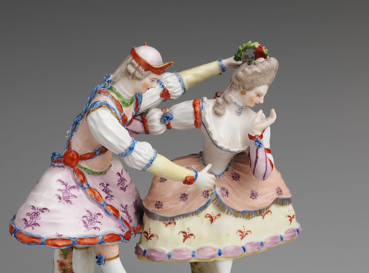 Two dancers, Ludwigsburg Porcelain Manufactory (German, 1758–1824), Hard-paste porcelain decorated in polychrome enamels, gold, German, Ludwigsburg