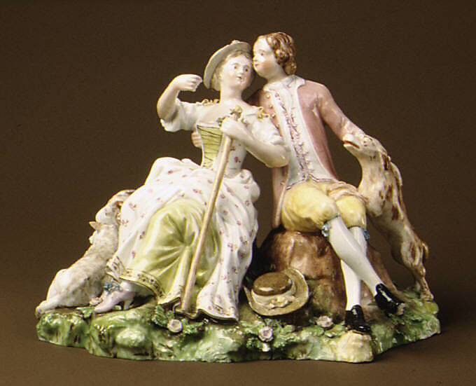 Shepherd Couple, Royal Porcelain Manufactory (Danish, 1775–present), Hard-paste porcelain, Danish, Copenhagen 