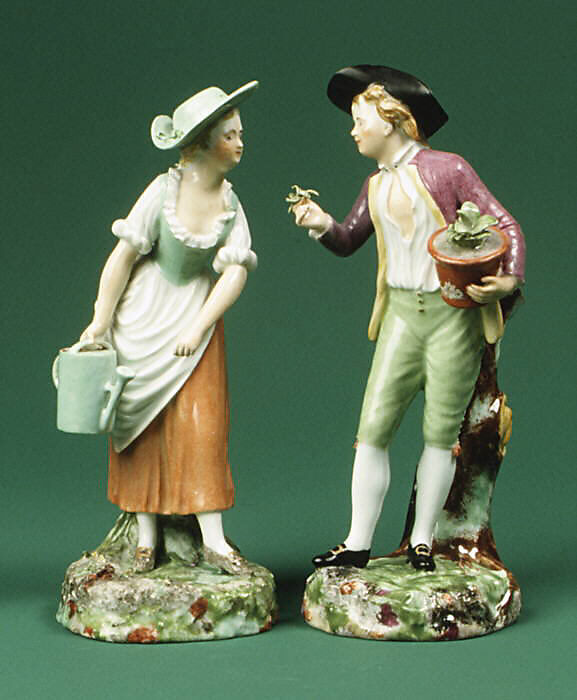 Pair of Gardeners, Royal Porcelain Manufactory (Danish, 1775–present), Hard-paste porcelain, Danish, Copenhagen 