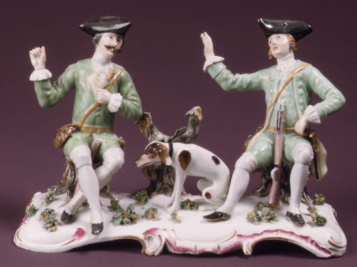 Hunters with Hounds, Höchst Manufactory (German, 1746–1796), Hard-paste porcelain, German, Höchst 