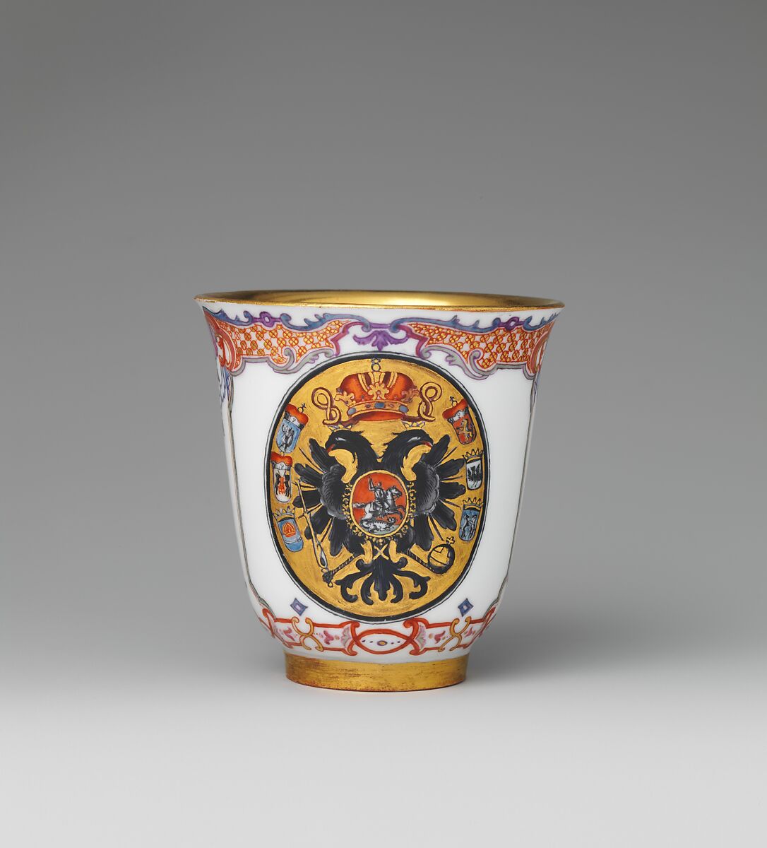 Beaker with Imperial Russian Arms, Vienna, Hard-paste porcelain, Austrian, Vienna