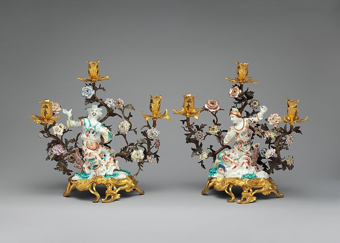 Figure mounted as a candelabrum (one of a pair)
