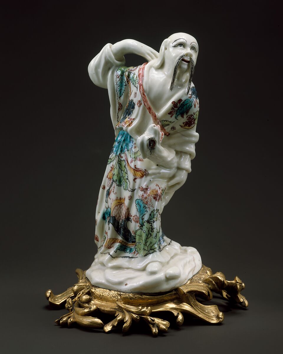 Buddhist Ascetic, or Lohan, Villeroy (French, 1734/37–1748), Soft-paste porcelain, gilt bronze, French, Villeroy 