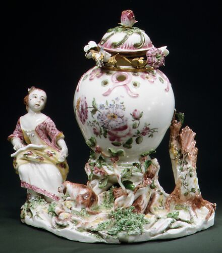 Potpourri Vase with Girl and Dog