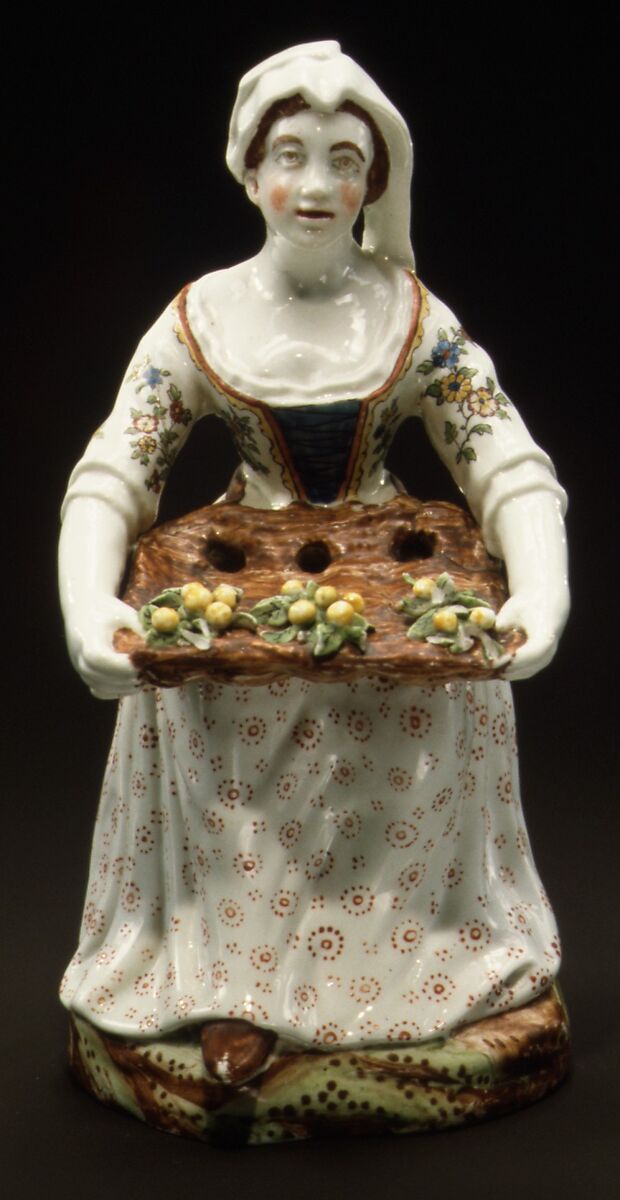 Flower Seller, Chantilly (French), Tin-glazed soft-paste porcelain, French, Chantilly 