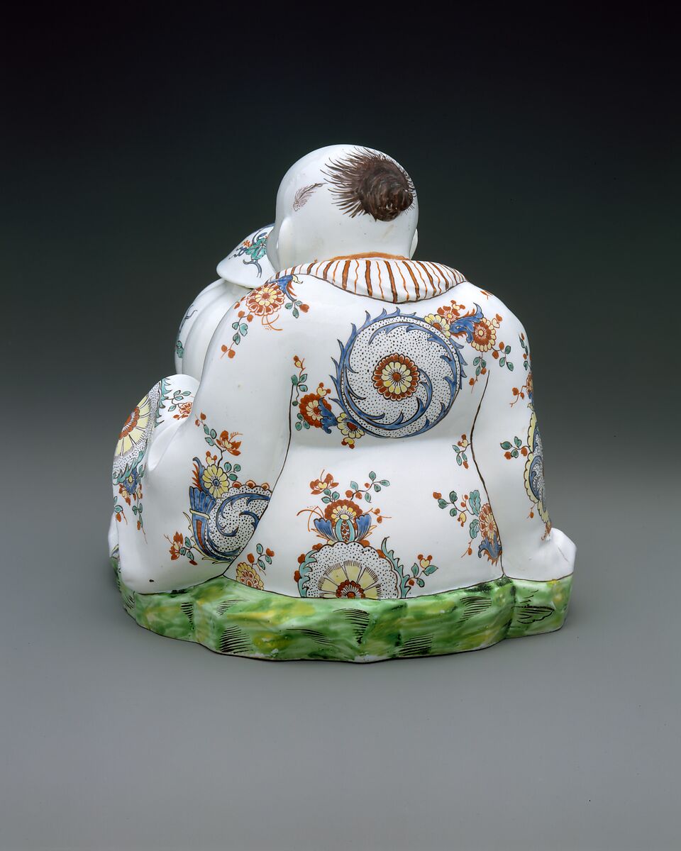 Oriental with Jar, Tin-glazed soft-paste porcelain, French, Chantilly