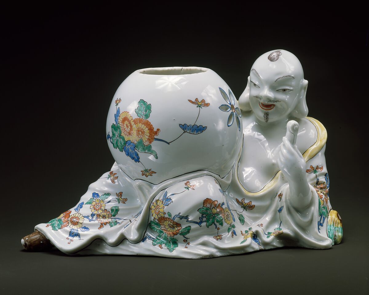 Oriental with Potpourri Jar, Tin-glazed soft-paste porcelain, French, Chantilly 