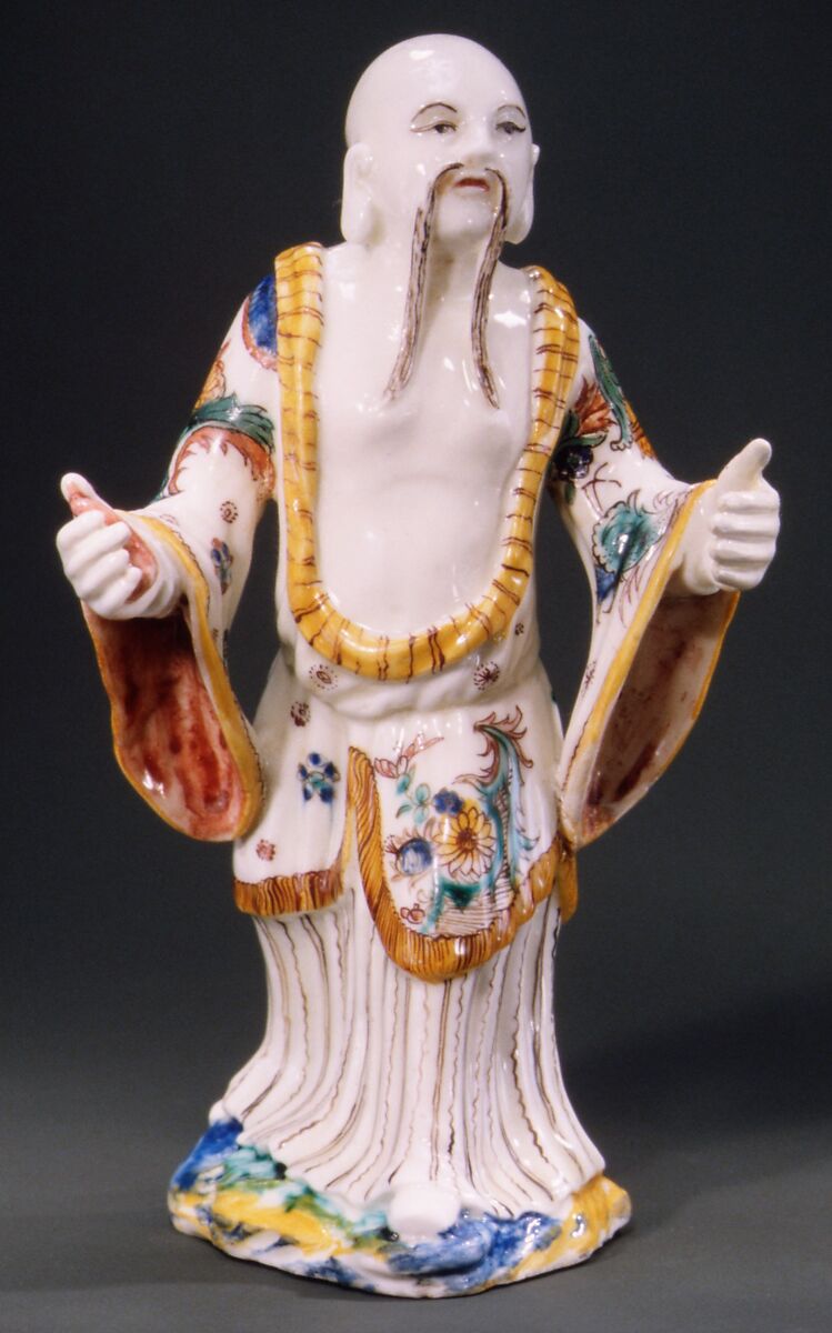 Figure of a standing Chinese man, Villeroy (French, 1734/37–1748), Soft-paste porcelain, French, Villeroy 