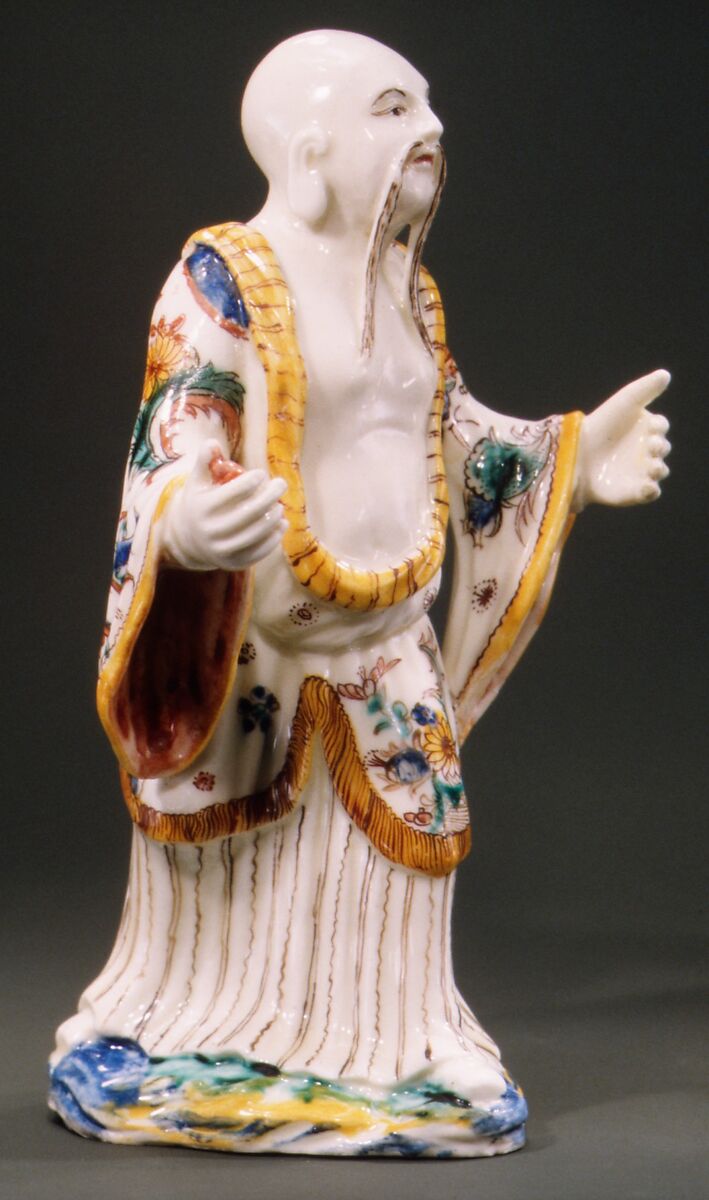 Figure of a standing Chinese man, Villeroy (French, 1734/37–1748), Soft-paste porcelain, French, Villeroy