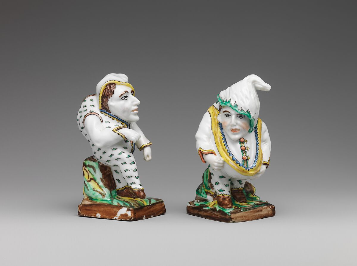 Dwarf (one of a pair), Villeroy (French, 1734/37–1748), Tin-glazed soft-paste porcelain decorated in polychrome enamels, French, Villeroy 
