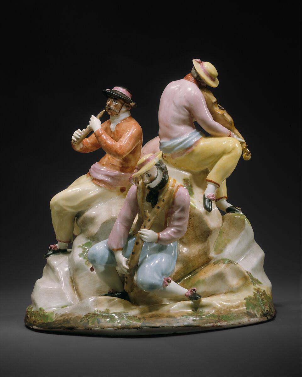 Four carnival musicians, Zurich Pottery and Porcelain Factory (Swiss, founded 1763), Soft-paste porcelain, Swiss, Zurich 