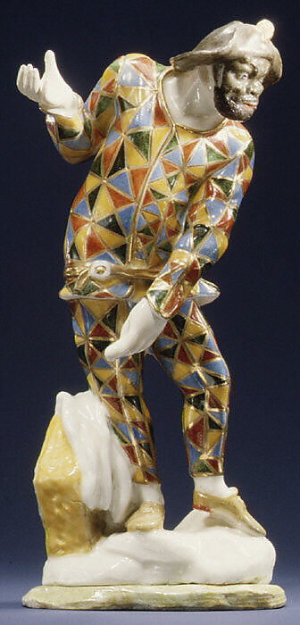 Harlequin, Real Fabrica de Buen Retiro (Spanish), Soft-paste porcelain, Spanish, Madrid