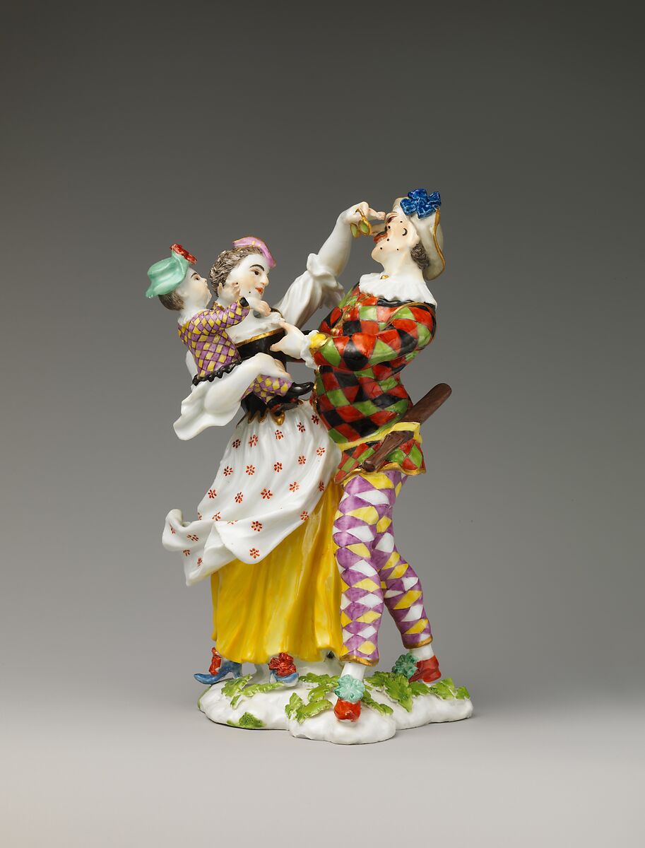 Harlequin family, Meissen Manufactory (German, 1710–present), Hard-paste porcelain decorated in 
polychrome enamels, gold, German, Meissen 