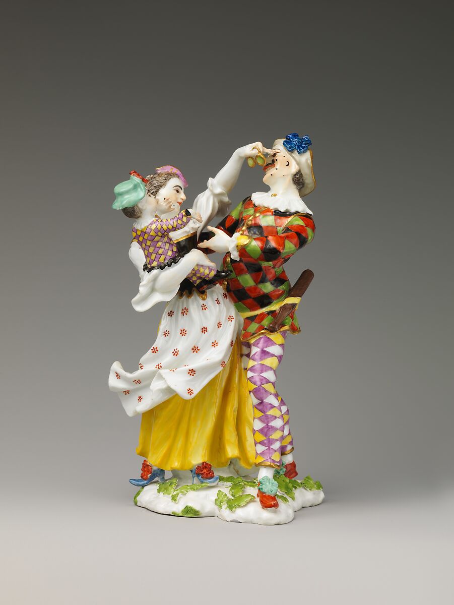 Harlequin family, Meissen Manufactory (German, 1710–present), Hard-paste porcelain decorated in 
polychrome enamels, gold, German, Meissen