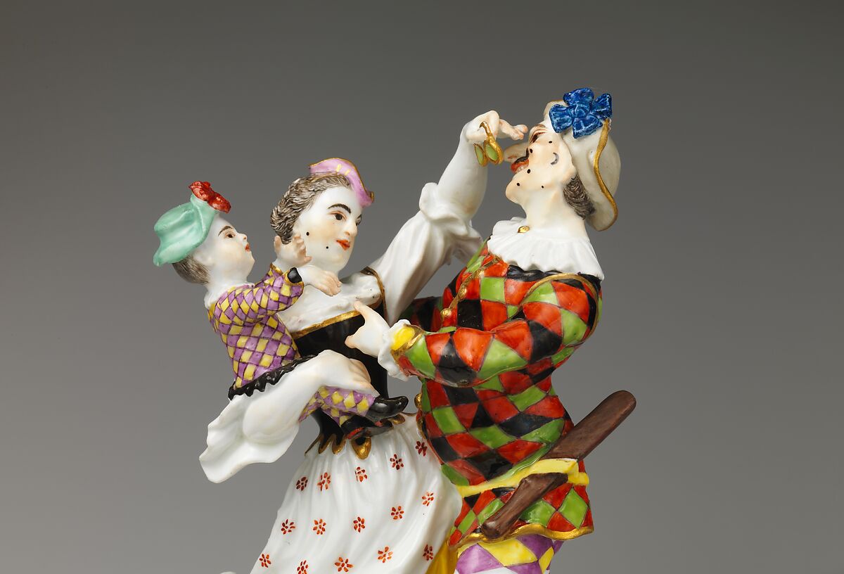 Harlequin family, Meissen Manufactory (German, 1710–present), Hard-paste porcelain decorated in 
polychrome enamels, gold, German, Meissen