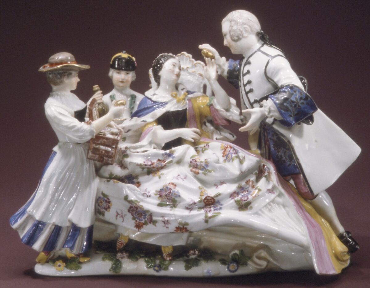 The Trinket Seller, Johann Joachim Kändler (German, Fischbach 1706–1775 Meissen), Hard-paste porcelain, German, Meissen 