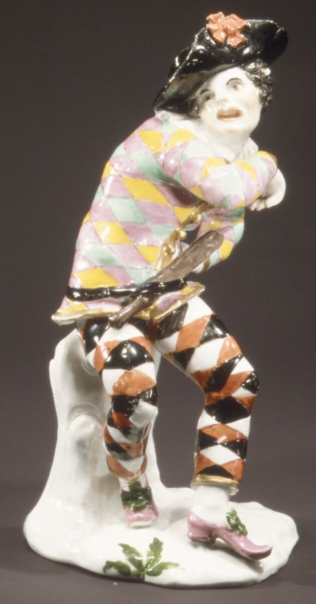 Frightened Harlequin, Meissen Manufactory (German, 1710–present), Hard-paste porcelain, German, Meissen 