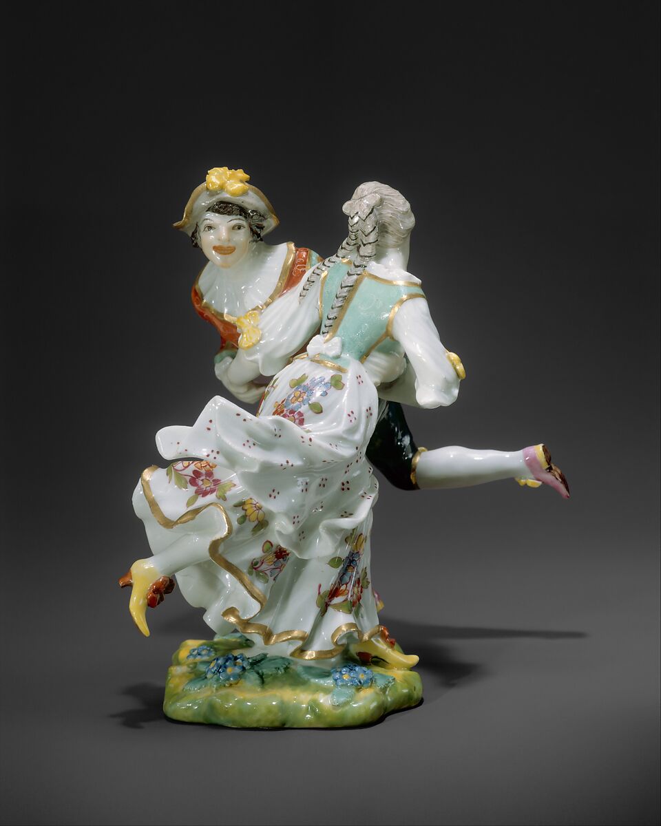 Peasant Dancers, Johann Friedrich Eberlein (German, 1695–1749), Hard-paste porcelain, German, Meissen 