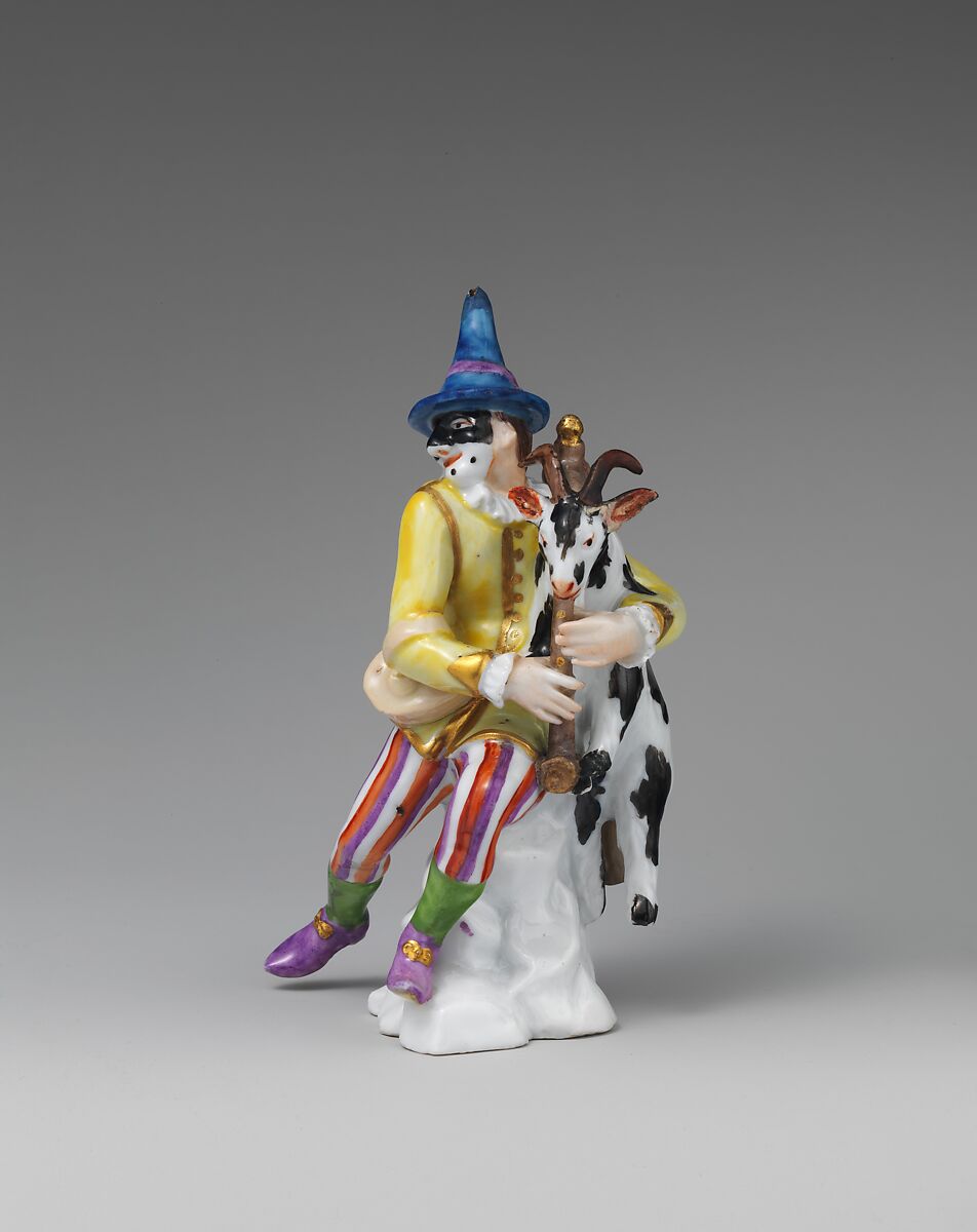 Harlequin with Goat as Bagpipes, Meissen Manufactory (German, 1710–present), Hard-paste porcelain, German, Meissen 