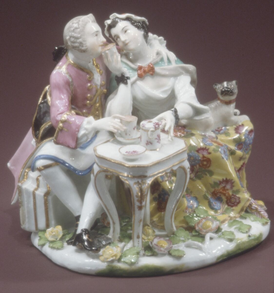 Couple Drinking Chocolate, Johann Joachim Kändler (German, Fischbach 1706–1775 Meissen), Hard-paste porcelain, German, Meissen 