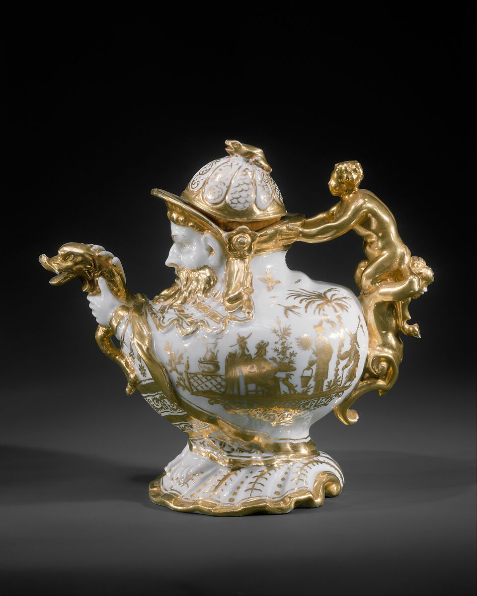 Teapot, Meissen Manufactory (German, 1710–present), Hard-paste porcelain, German, Meissen with German, Augsburg decoration 