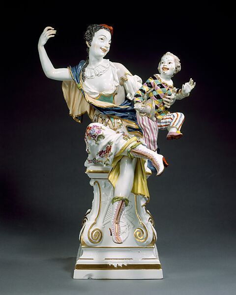 The Muse Thalia and Infant Harlequin, Meissen Manufactory  German, Hard-paste porcelain, German, Meissen