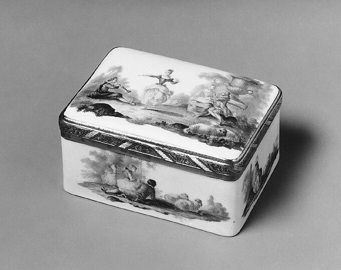 Snuffbox, Meissen Manufactory (German, 1710–present), Hard-paste porcelain, gold, German, Meissen 