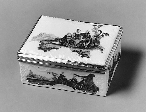 Snuffbox, Samson and Company, Hard-paste porcelain, silver, French, Paris 