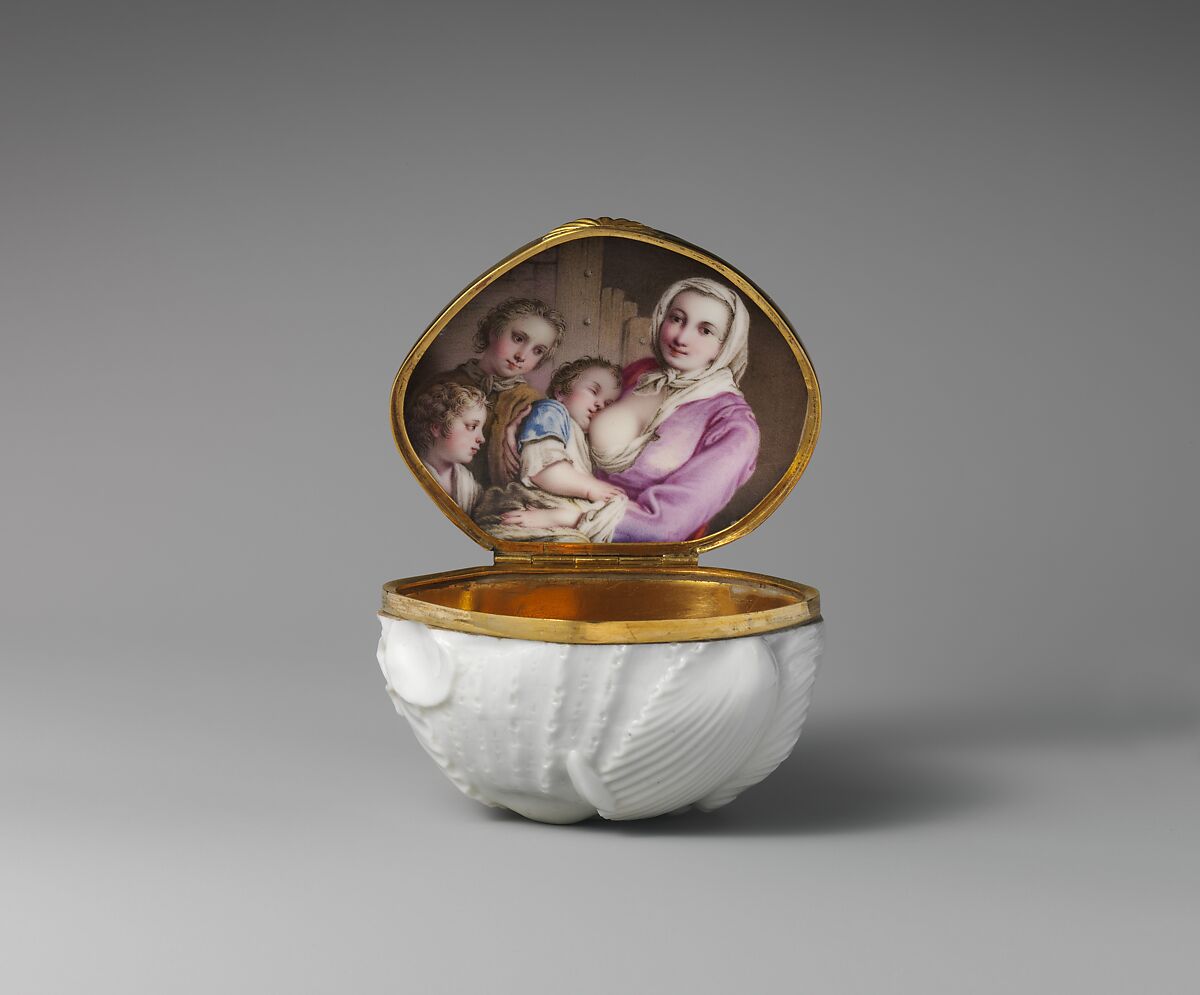 Snuffbox, Capodimonte Porcelain Manufactory (Italian, 1740/43–1759), Soft-paste porcelain, gold, Italian, Naples