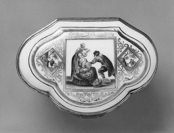 Snuffbox, Doccia Porcelain Manufactory (Italian, 1737–1896), Hard-paste porcelain, gold, Italian, Florence