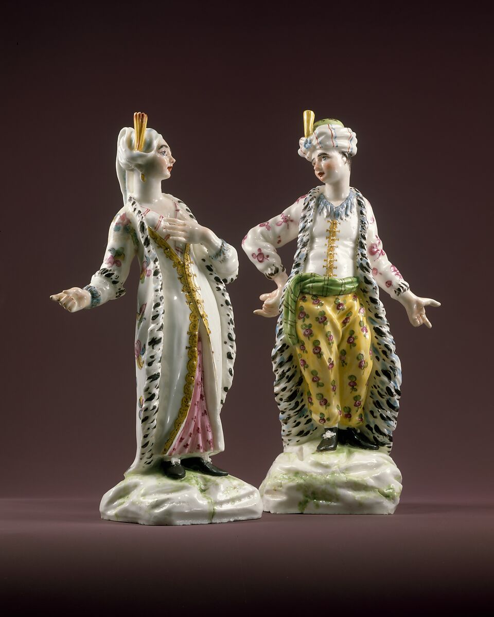 Couple Dressed as Persians, Mennecy, Soft-paste porcelain, French, Mennecy 