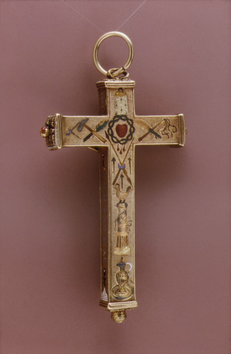 Pendant in the Form of a Cross, Enameled gold, European
