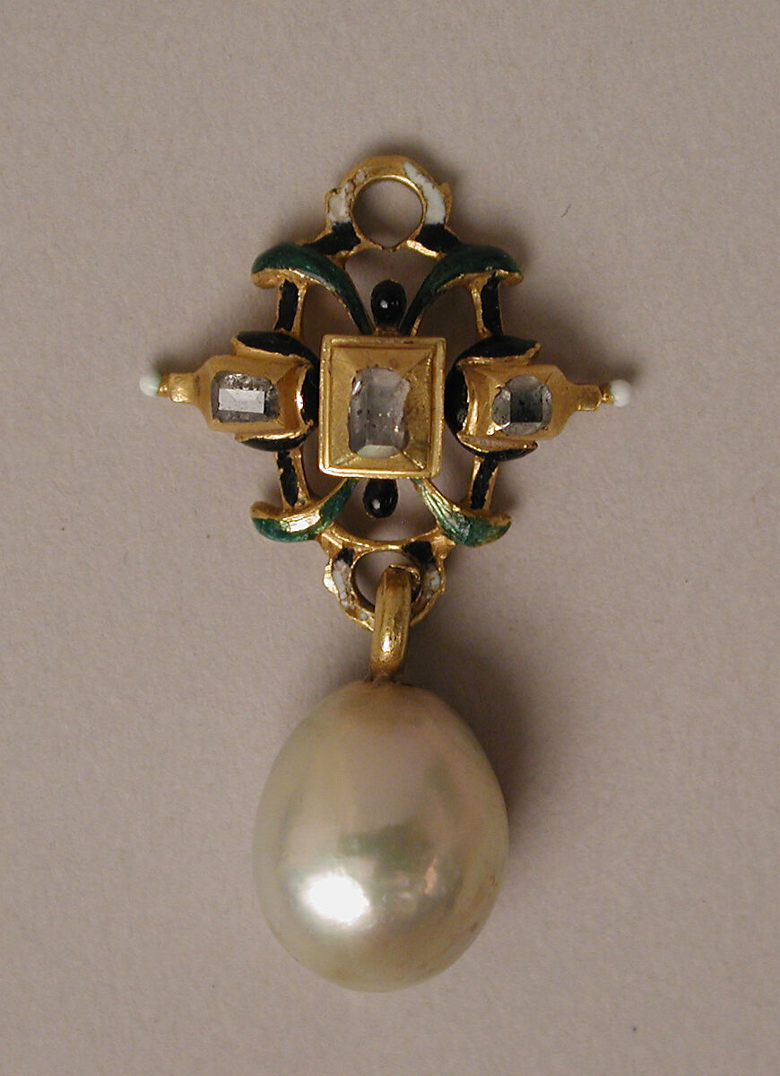 Rosette, Gold, partly enameled and set with diamonds, emeralds, spinels, and pearls, probably Hungarian